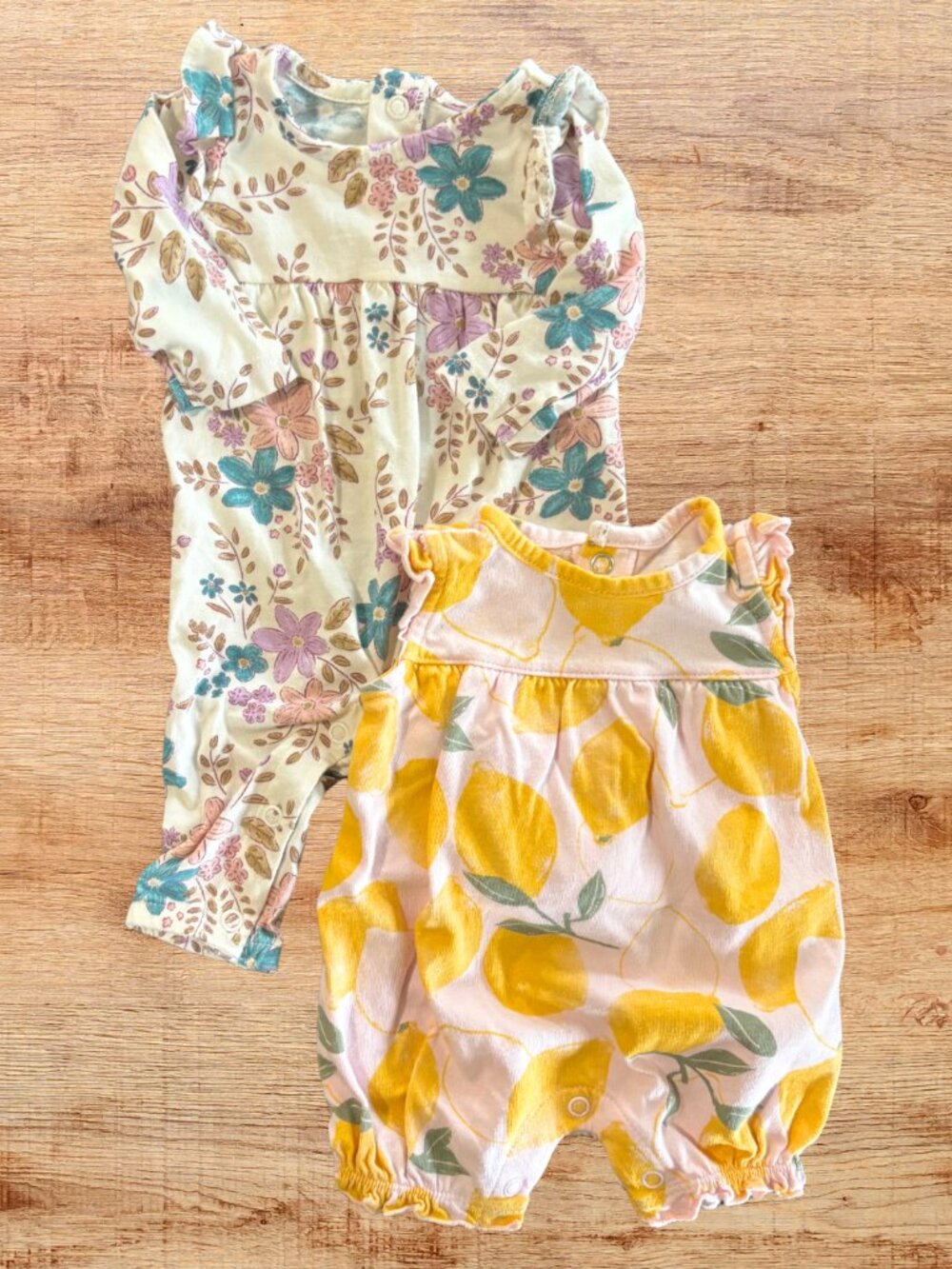 Newborn Carter's Romper Bundle 2 Pack Floral & Lemon Bubble Rompers